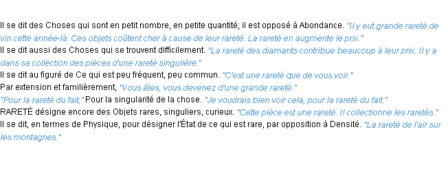 Définition rareté ACAD 1932