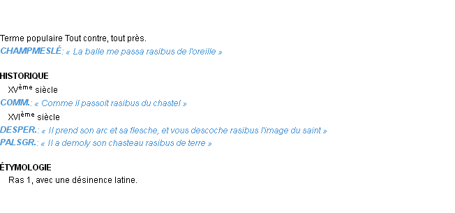 Définition rasibus Emile Littré