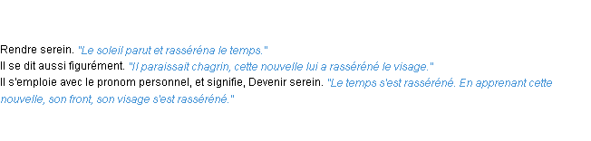 Définition rasséréner ACAD 1835
