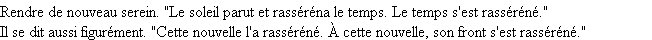 Définition rasséréner ACAD 1932