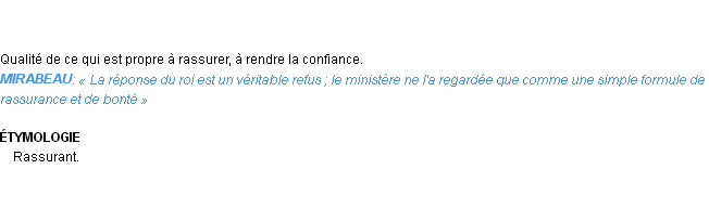 Définition rassurance Emile Littré