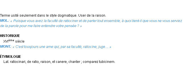 Définition ratiociner Emile Littré