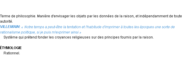 Définition rationalisme Emile Littré