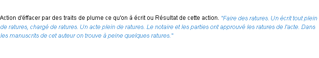 Définition rature ACAD 1932