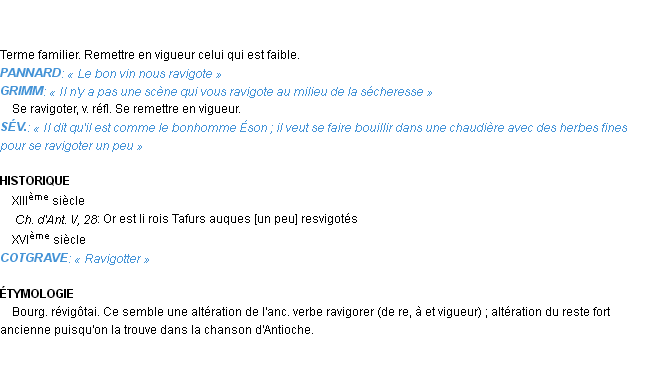 Définition ravigoter Emile Littré