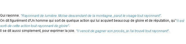 Définition rayonnant ACAD 1798