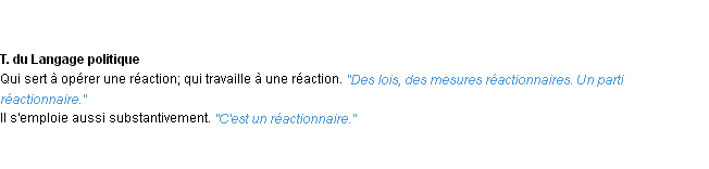 Définition réactionnaire ACAD 1932