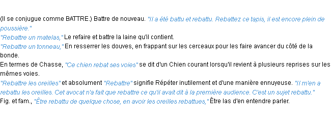 Définition rebattre ACAD 1932