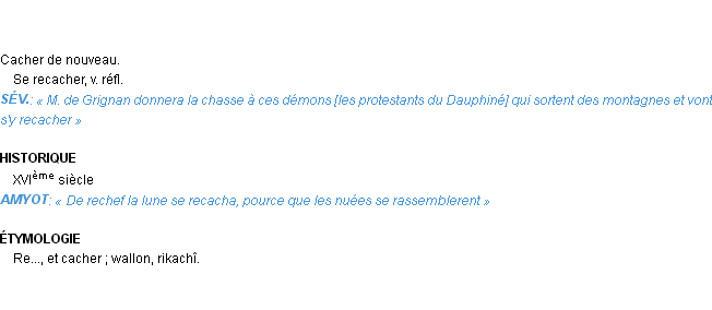 Définition recacher Emile Littré