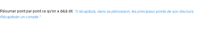 Définition récapituler ACAD 1932