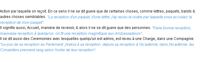 Définition reception ACAD 1694