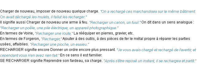 Définition recharger ACAD 1932