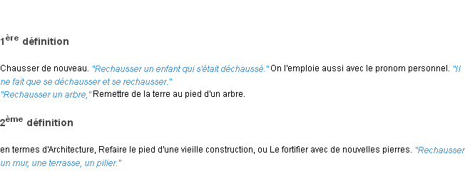 Définition rechausser ACAD 1835