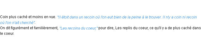 Définition recoin ACAD 1798