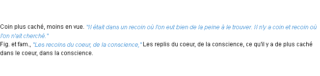 Définition recoin ACAD 1835