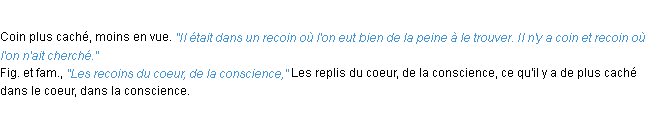 Définition recoin ACAD 1932