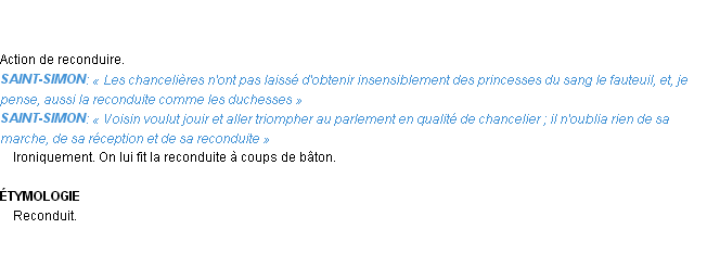 Définition reconduite Emile Littré