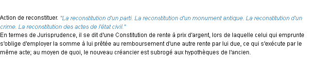 Définition reconstitution ACAD 1932