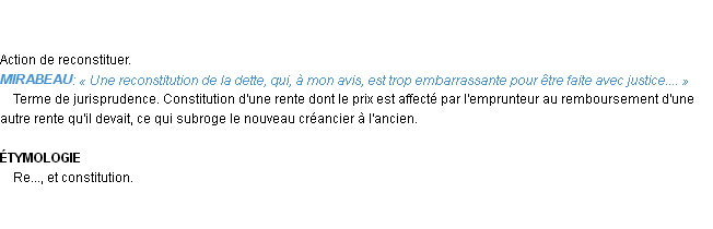 Définition reconstitution Emile Littré