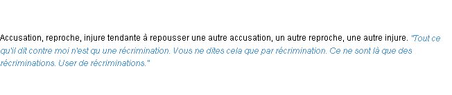 Définition récrimination ACAD 1835
