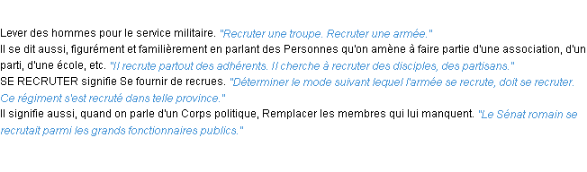 Définition recruter ACAD 1932