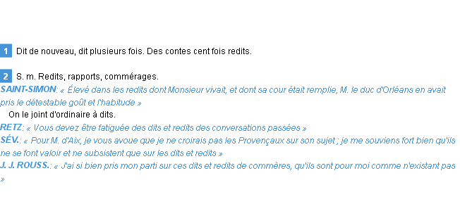 Définition redit Emile Littré
