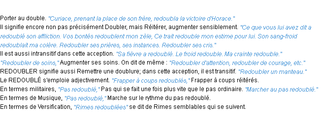 Définition redoubler ACAD 1932