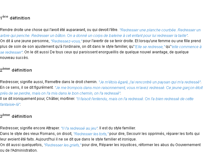 Définition redresser ACAD 1798