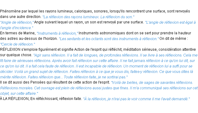Définition réflexion ACAD 1932