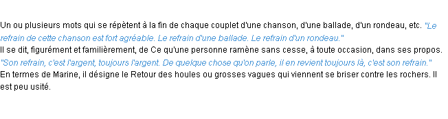 Définition refrain ACAD 1932