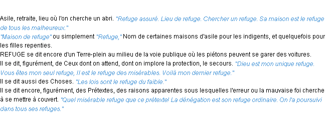 Définition refuge ACAD 1932