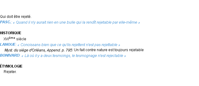 Définition rejetable Emile Littré