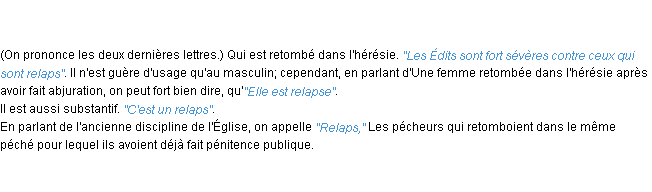 Définition relaps ACAD 1798