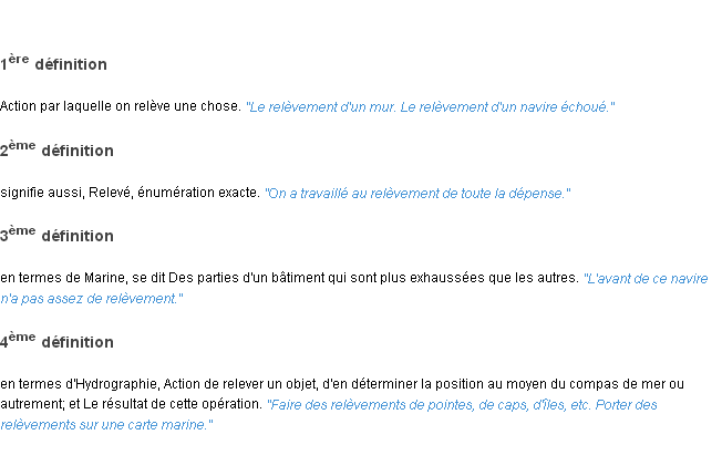 Définition relèvement ACAD 1835