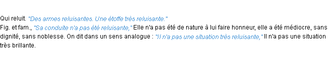 Définition reluisant ACAD 1932