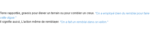 Définition remblai ACAD 1835