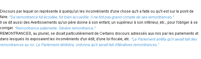 Définition remontrance ACAD 1932