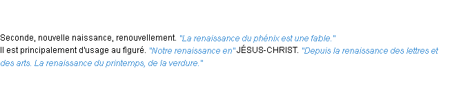 Définition renaissance ACAD 1835