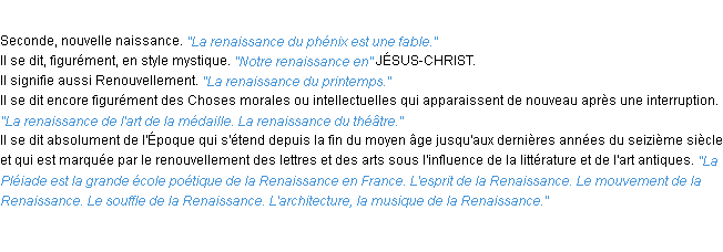 Définition renaissance ACAD 1932