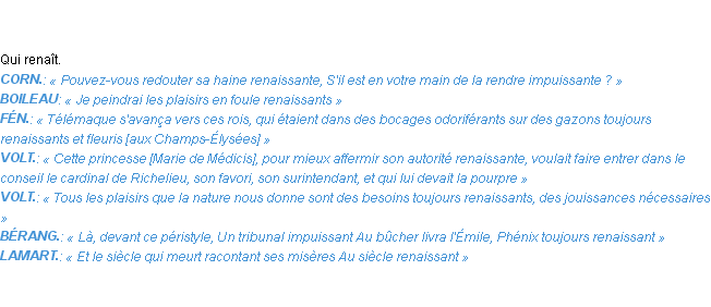 Définition renaissant Emile Littré