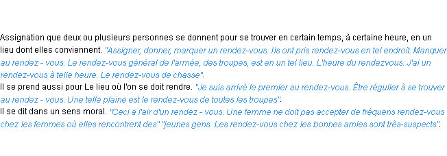 Définition rendez-vous ACAD 1798