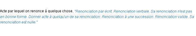 Définition renonciation ACAD 1932