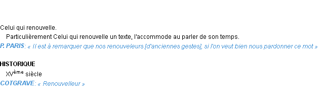 Définition renouveleur Emile Littré
