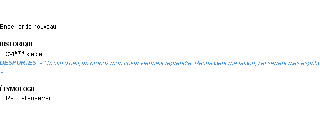 Définition renserrer Emile Littré