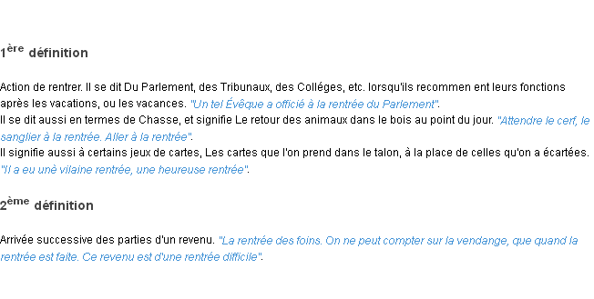 Définition rentrée ACAD 1798