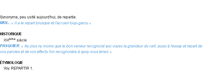 Définition repart Emile Littré