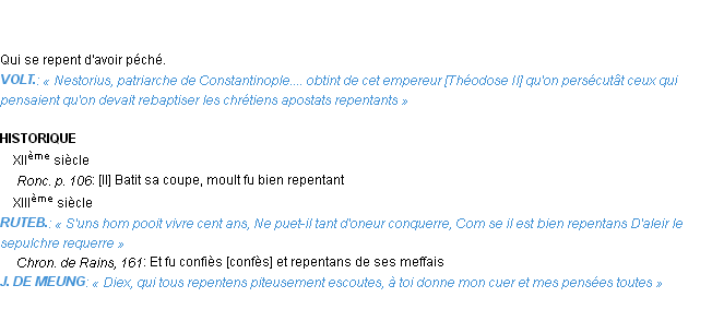 Définition repentant Emile Littré