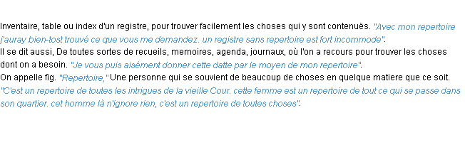 Définition repertoire ACAD 1694