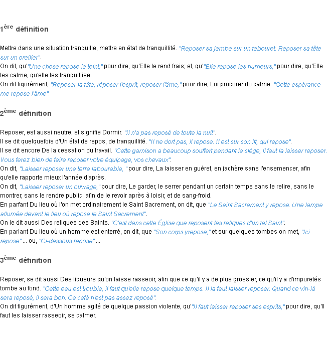 Définition reposer ACAD 1798