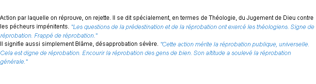 Définition réprobation ACAD 1932